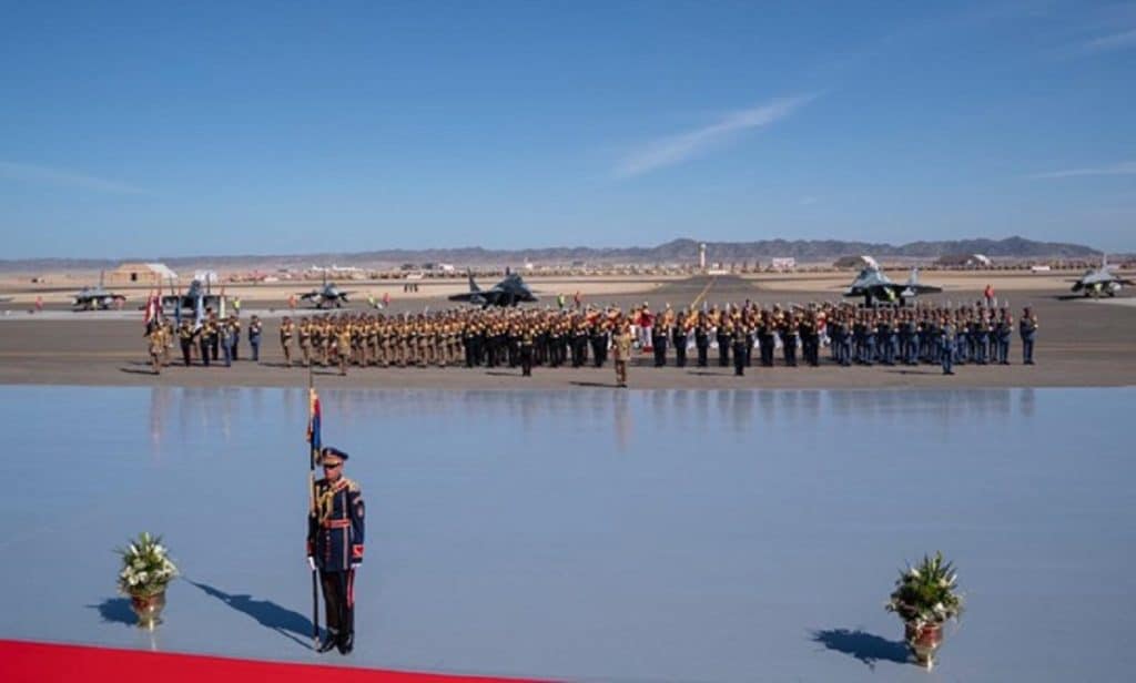 A military parade during the inauguration of Berenice military base in the Red Sea