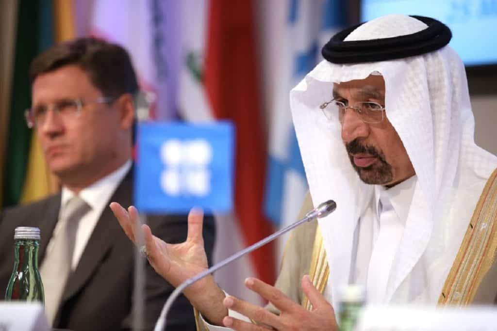Khalid Al-Falih, Saudi Arabia's energy minister and Alexander Novak, Russia's energy minister