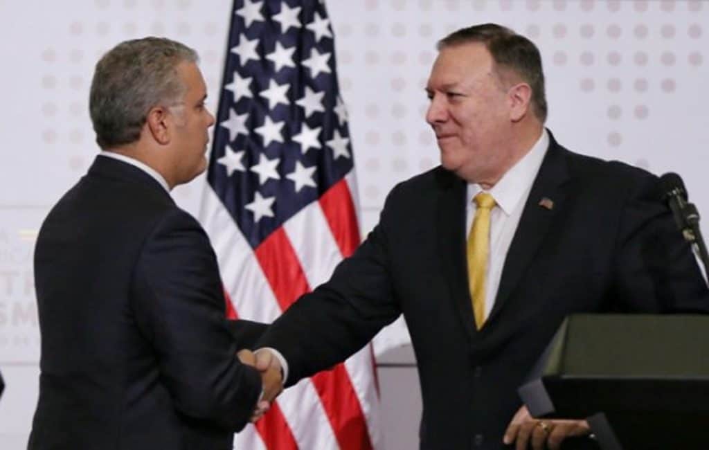 El presidente Duque y el jefe de la diplomacia de Estados Unidos, Mike Pompeo, en su encuentro en Bogotá - Foto: AFP