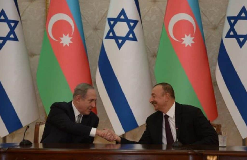 Azerbaijani President Ilham Aliyev with Israeli PM Benjamin Netanyahu