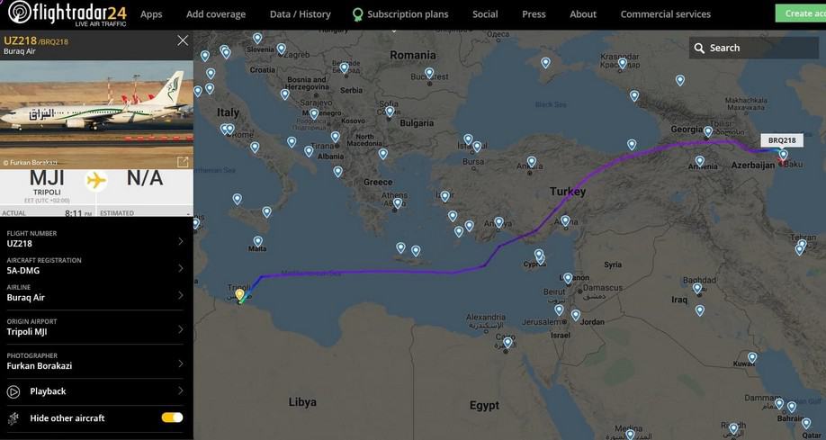 Flight from Libya to Baku