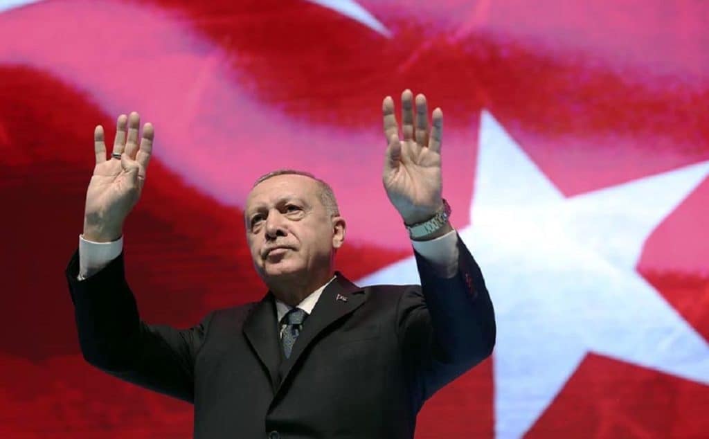 Turkey's President Erdoğan addressing AKP members in Ankara on March 2, 2020. Photo: AP/TT