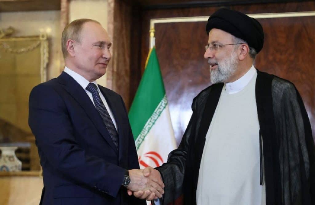 Russian President Vladimir Putin with Iranian President Ebrahim Raisi during a meeting in Tehran, Iran July 19, 2022.